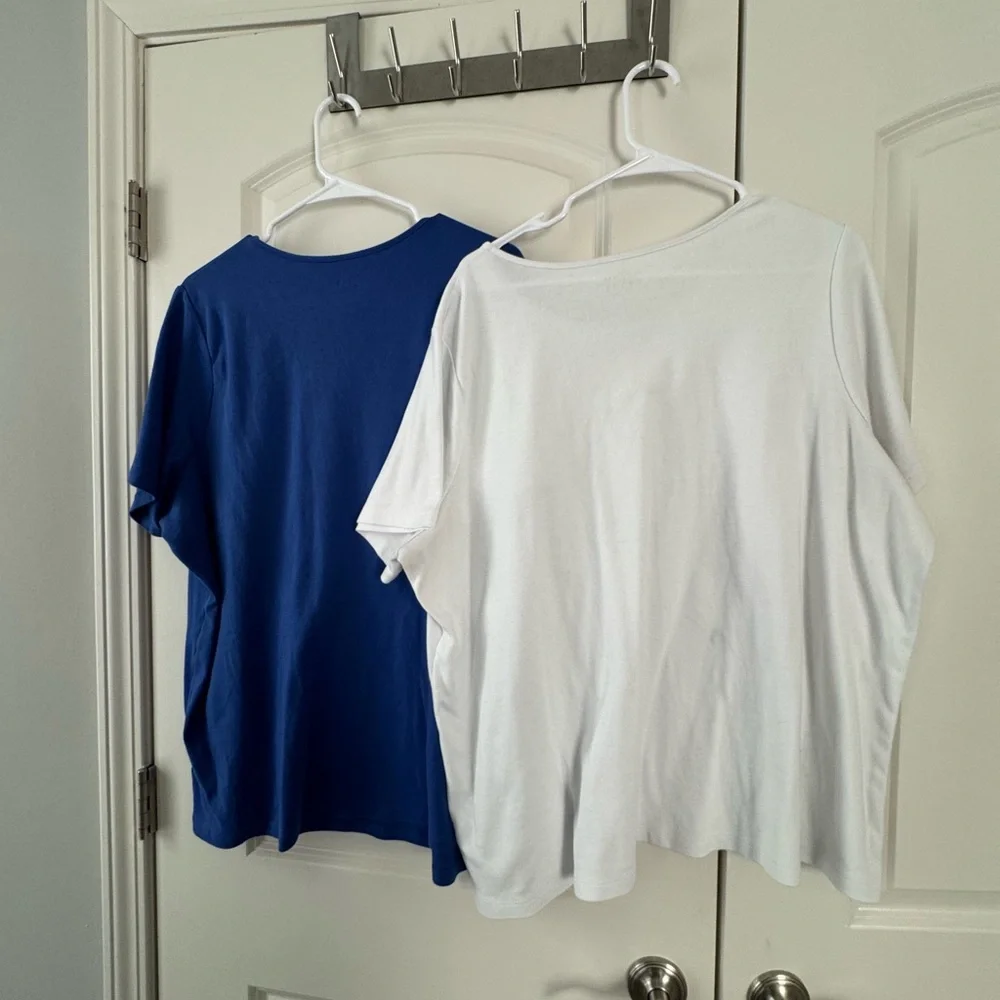 The Outfitters by Lands’ End Royal Blue and White Short Sleeve Tees 3x - Picture 3 of 16